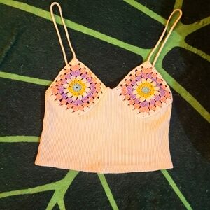 NWOT XS Zara Multicolor Crochet Tanktop
